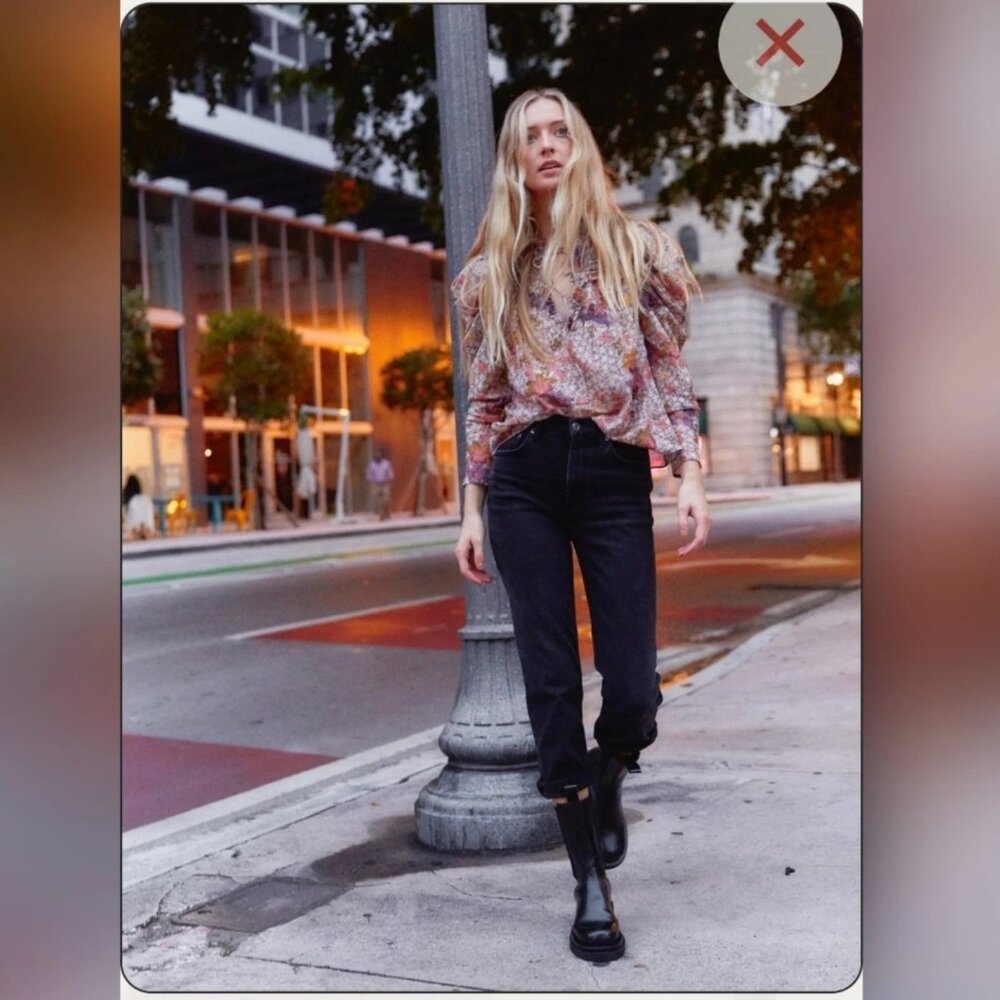 Agolde Wilder Mid Rise Comfort Straight Leg Organic Jean Panoramic Black Size 30